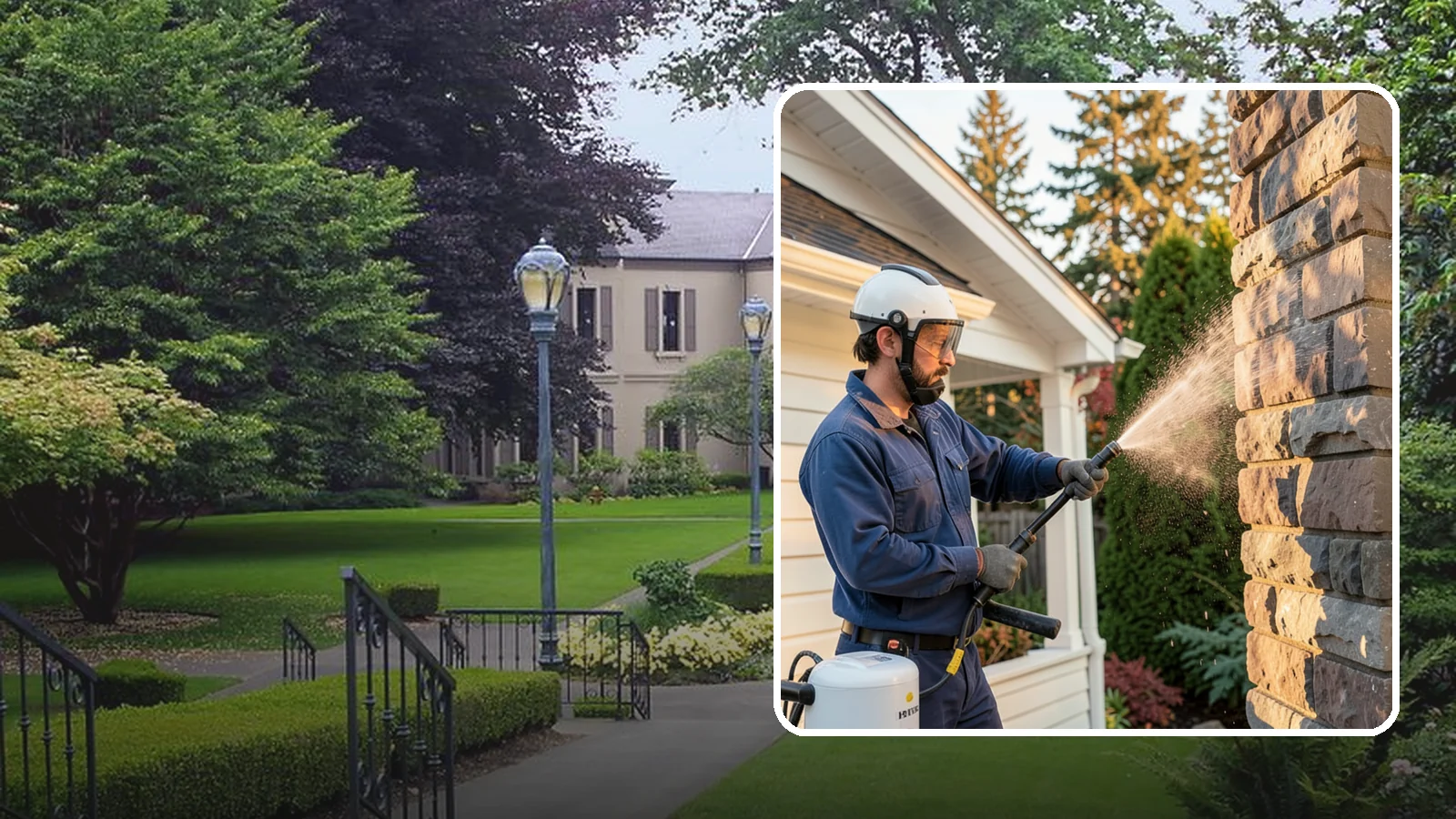 Chimney Exterior Cleaning in Woodinville, King County, WA - We clean the exterior of masonry and sided chimneys to remove algae, soot streaks, and moss from their weathered faces.