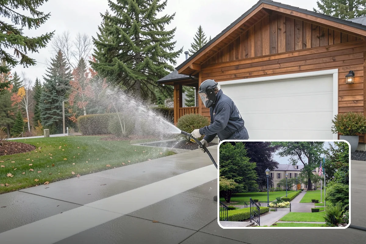 Chimney Exterior Cleaning in Woodinville, King County, WA - Removes algae and dark streaking from exposed chimney faces