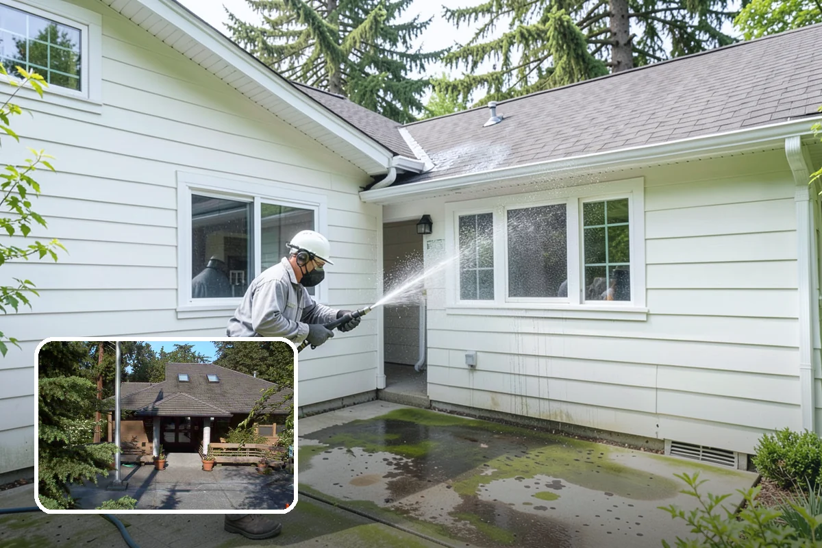 Chimney Exterior Cleaning in Yarrow Point, King County, WA - Removes algae and dark streaking from exposed chimney faces
