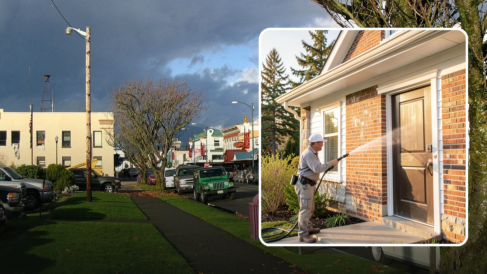 Church Exterior Cleaning in Arlington, Snohomish County, WA - Gentle, respectful exterior cleaning for churches that restores brick, stone, and stucco facades along with entry steps and...