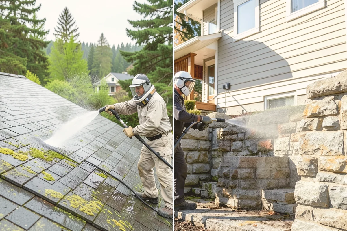 Church Exterior Cleaning in Bellevue, King County, WA - Assess masonry condition and test a discreet area first