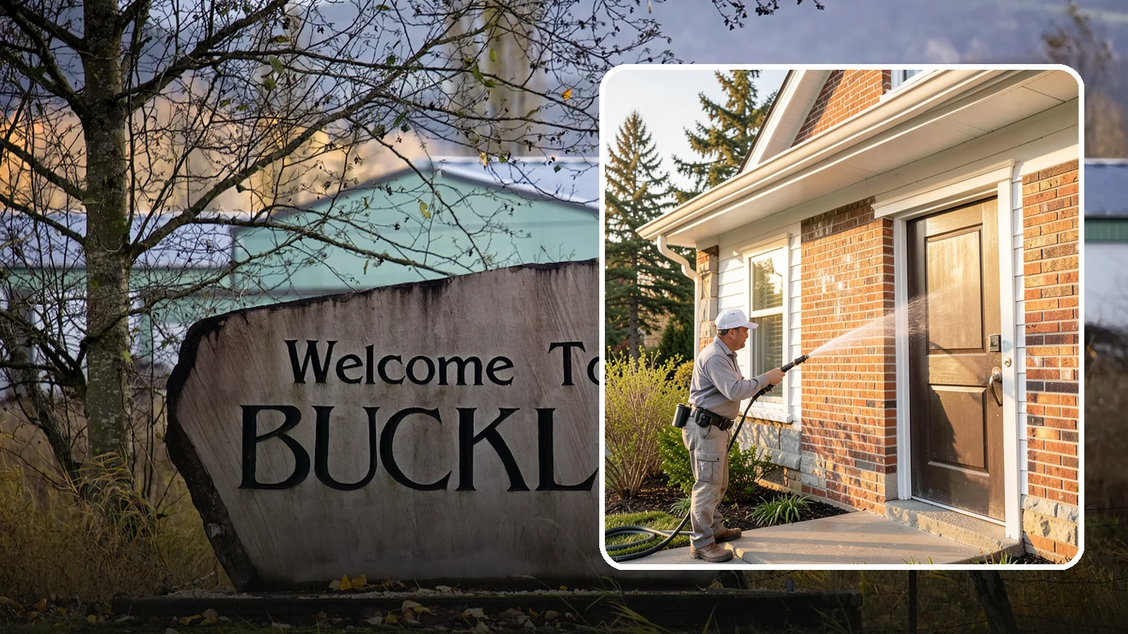 Church Exterior Cleaning in Buckley, Pierce County, WA - Gentle, respectful exterior cleaning for churches that restores brick, stone, and stucco facades along with entry steps and...