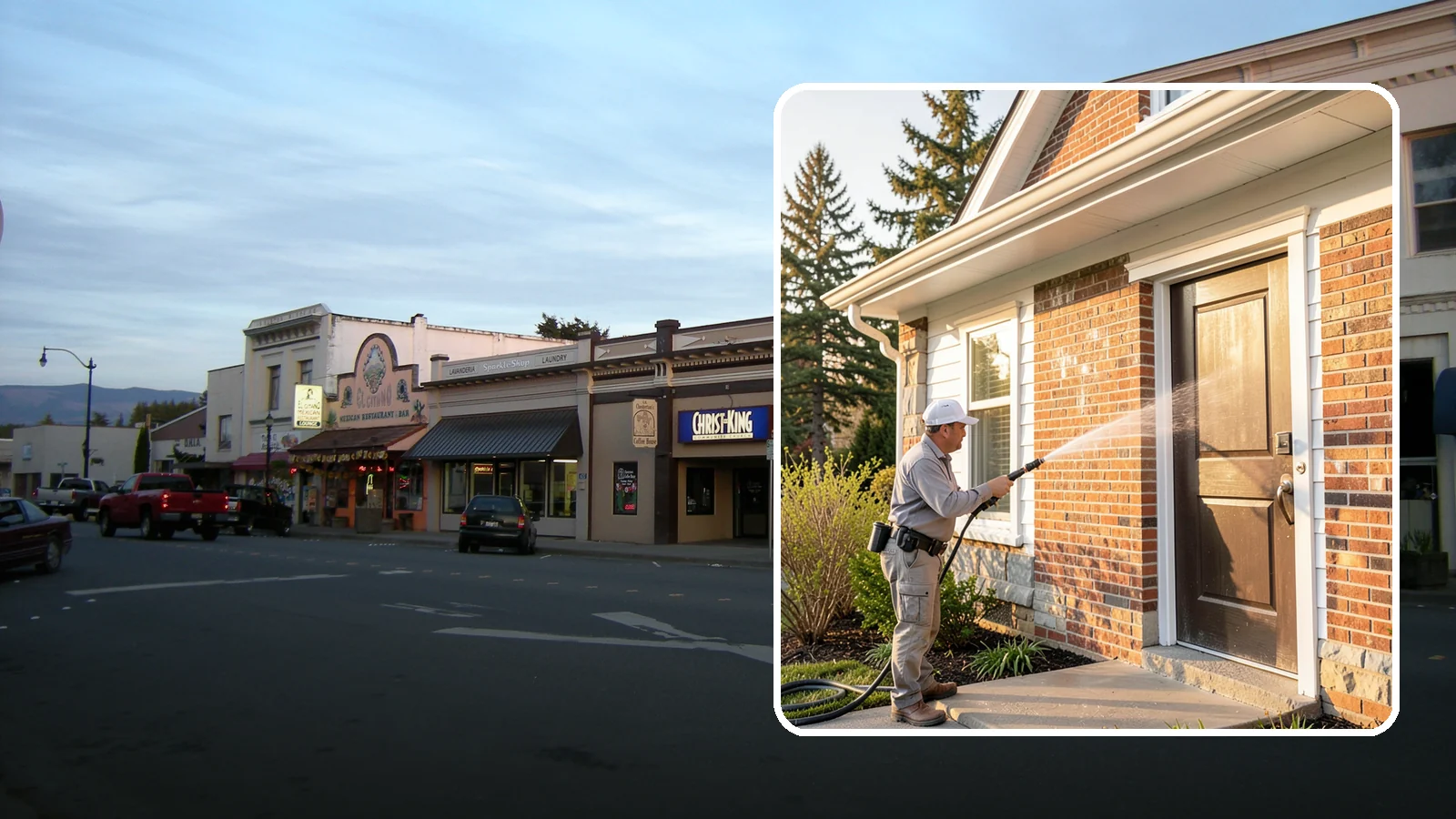 Church Exterior Cleaning in Burlington, Skagit County, WA - Gentle, respectful exterior cleaning for churches that restores brick, stone, and stucco facades along with entry steps and...