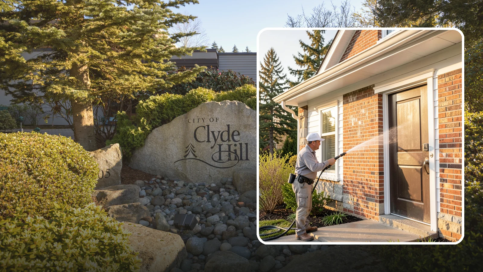 Church Exterior Cleaning in Clyde Hill, King County, WA - Gentle, respectful exterior cleaning for churches that restores brick, stone, and stucco facades along with entry steps and...