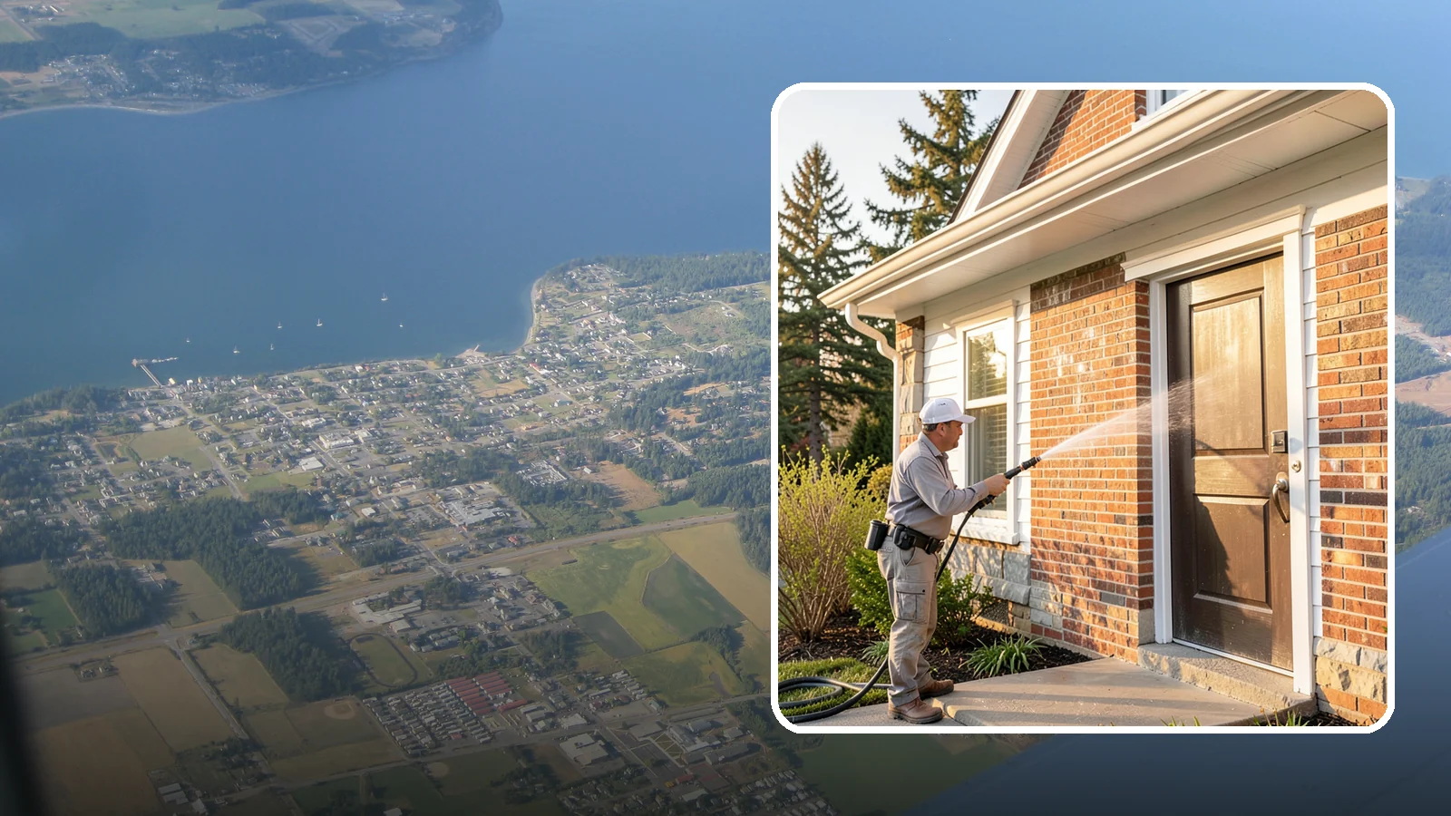 Church Exterior Cleaning in Coupeville, Island County, WA - Gentle, respectful exterior cleaning for churches that restores brick, stone, and stucco facades along with entry steps and...
