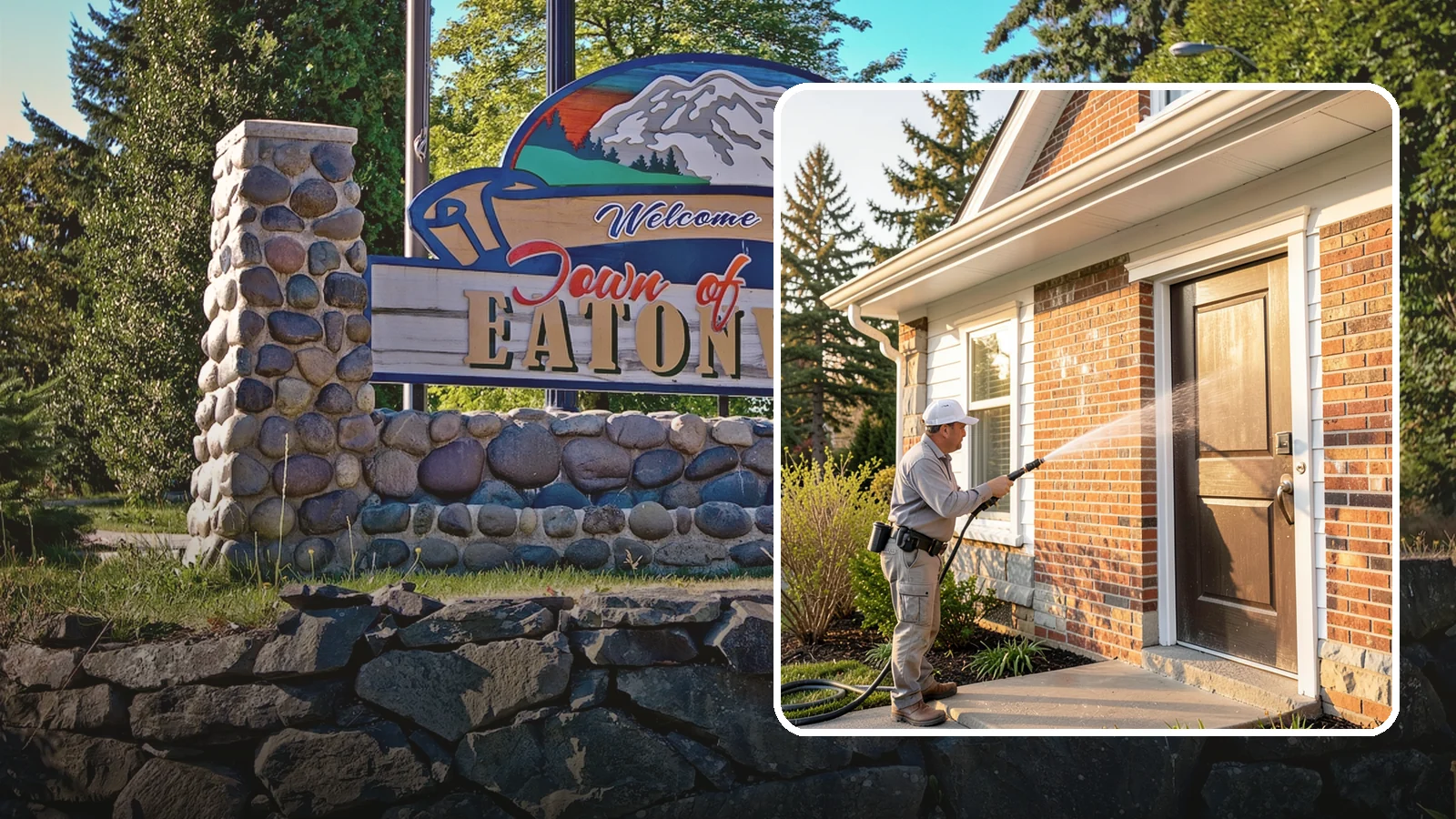 Church Exterior Cleaning in Eatonville, Pierce County, WA - Gentle, respectful exterior cleaning for churches that restores brick, stone, and stucco facades along with entry steps and...