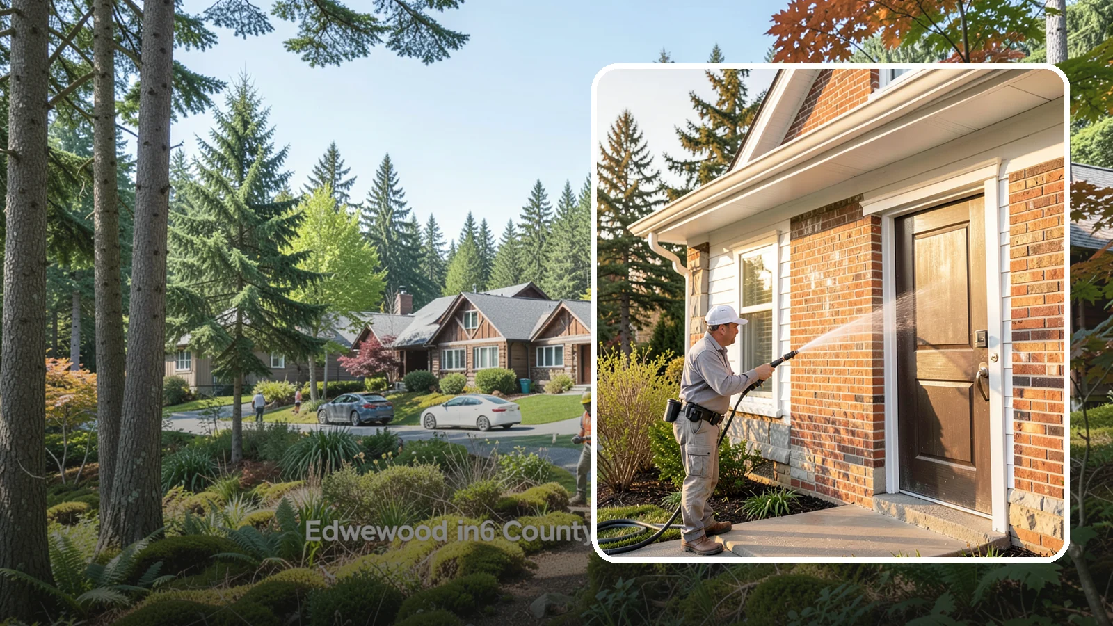 Church Exterior Cleaning in Edgewood, Pierce County, WA - Gentle, respectful exterior cleaning for churches that restores brick, stone, and stucco facades along with entry steps and...