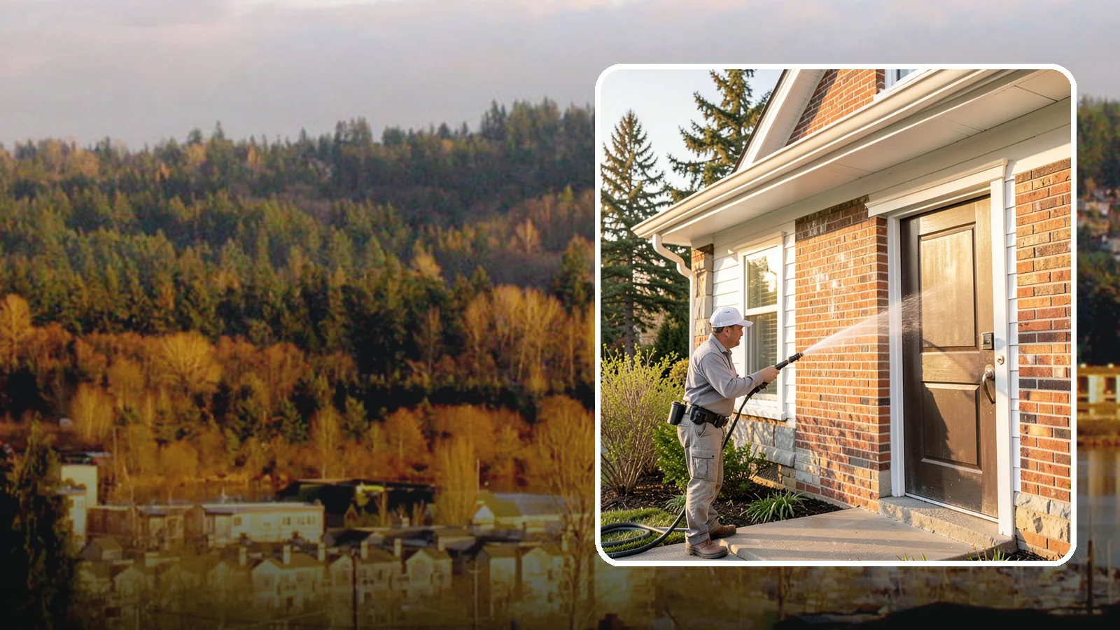 Church Exterior Cleaning in Kenmore, King County, WA - Gentle, respectful exterior cleaning for churches that restores brick, stone, and stucco facades along with entry steps and...