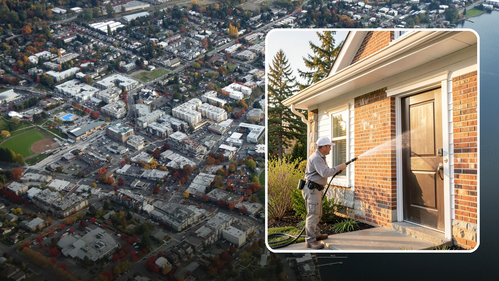 Church Exterior Cleaning in Kirkland, King County, WA - Gentle, respectful exterior cleaning for churches that restores brick, stone, and stucco facades along with entry steps and...