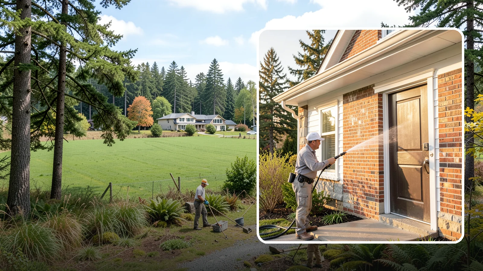 Church Exterior Cleaning in Lyman, Skagit County, WA - Gentle, respectful exterior cleaning for churches that restores brick, stone, and stucco facades along with entry steps and...