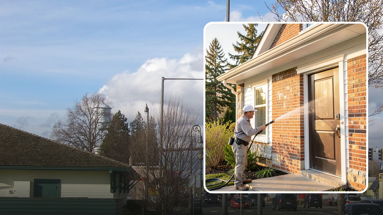 Church Exterior Cleaning in Marysville, Snohomish County, WA - Gentle, respectful exterior cleaning for churches that restores brick, stone, and stucco facades along with entry steps and...