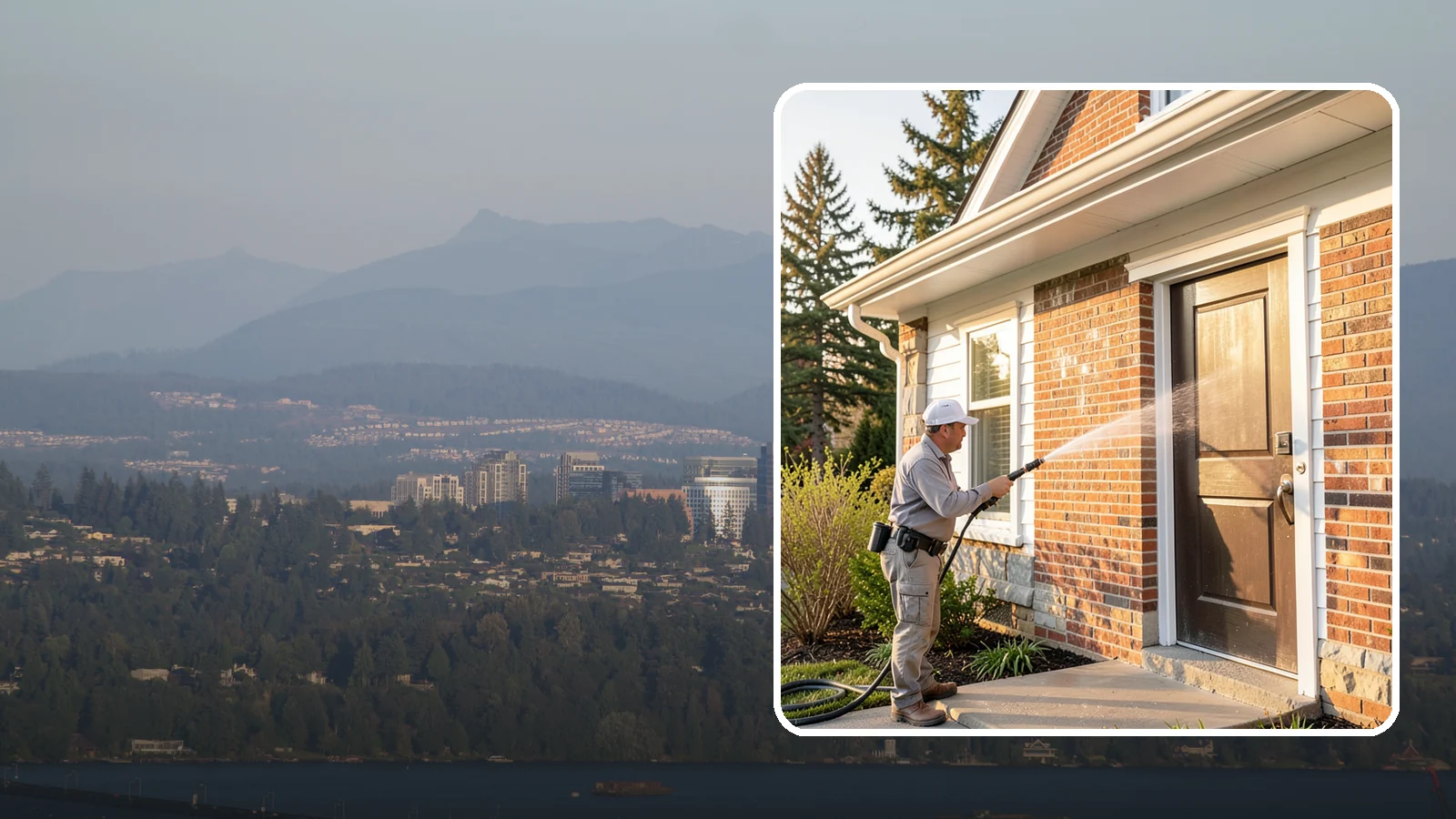 Church Exterior Cleaning in Medina, King County, WA - Gentle, respectful exterior cleaning for churches that restores brick, stone, and stucco facades along with entry steps and...