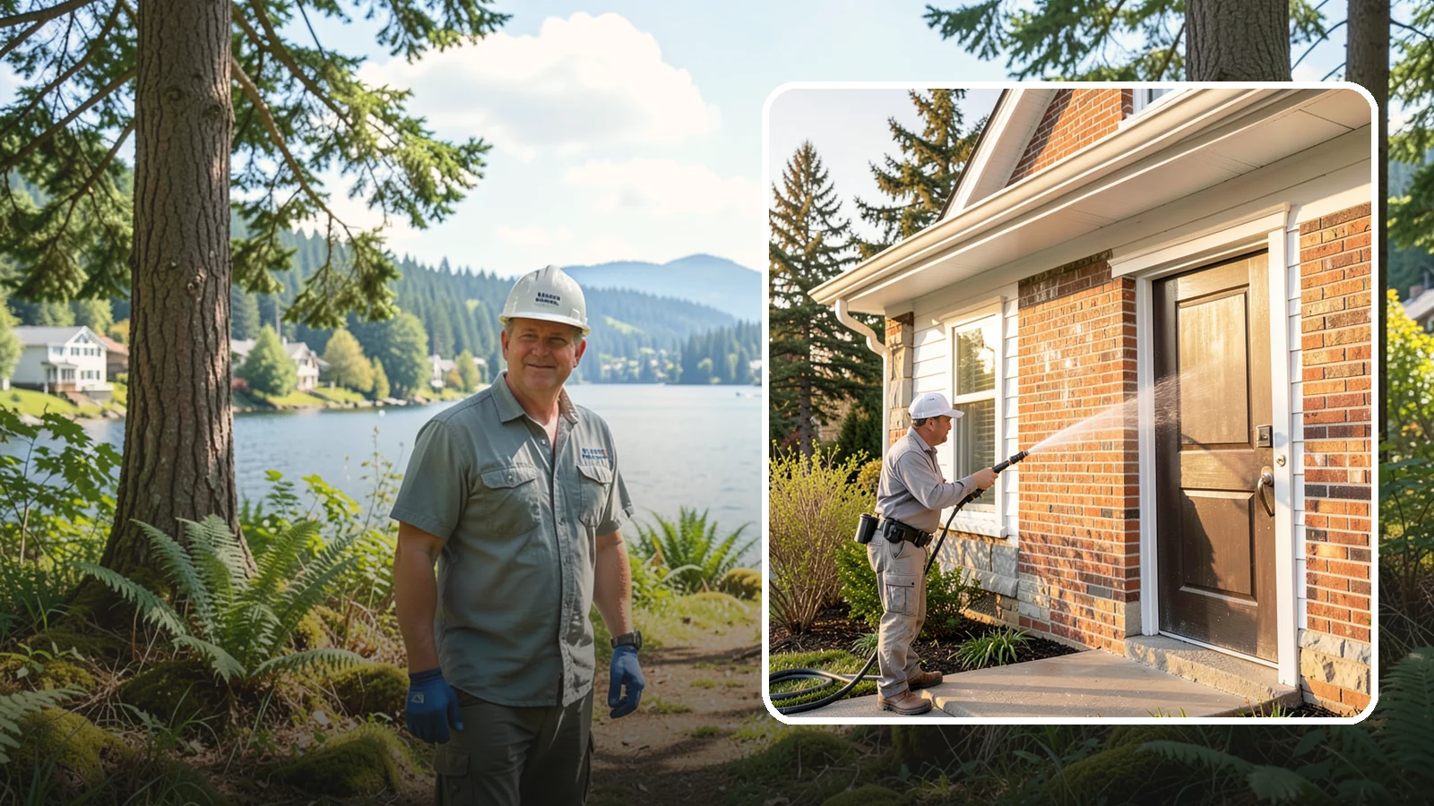 Church Exterior Cleaning in Milton, King County, WA - Gentle, respectful exterior cleaning for churches that restores brick, stone, and stucco facades along with entry steps and...