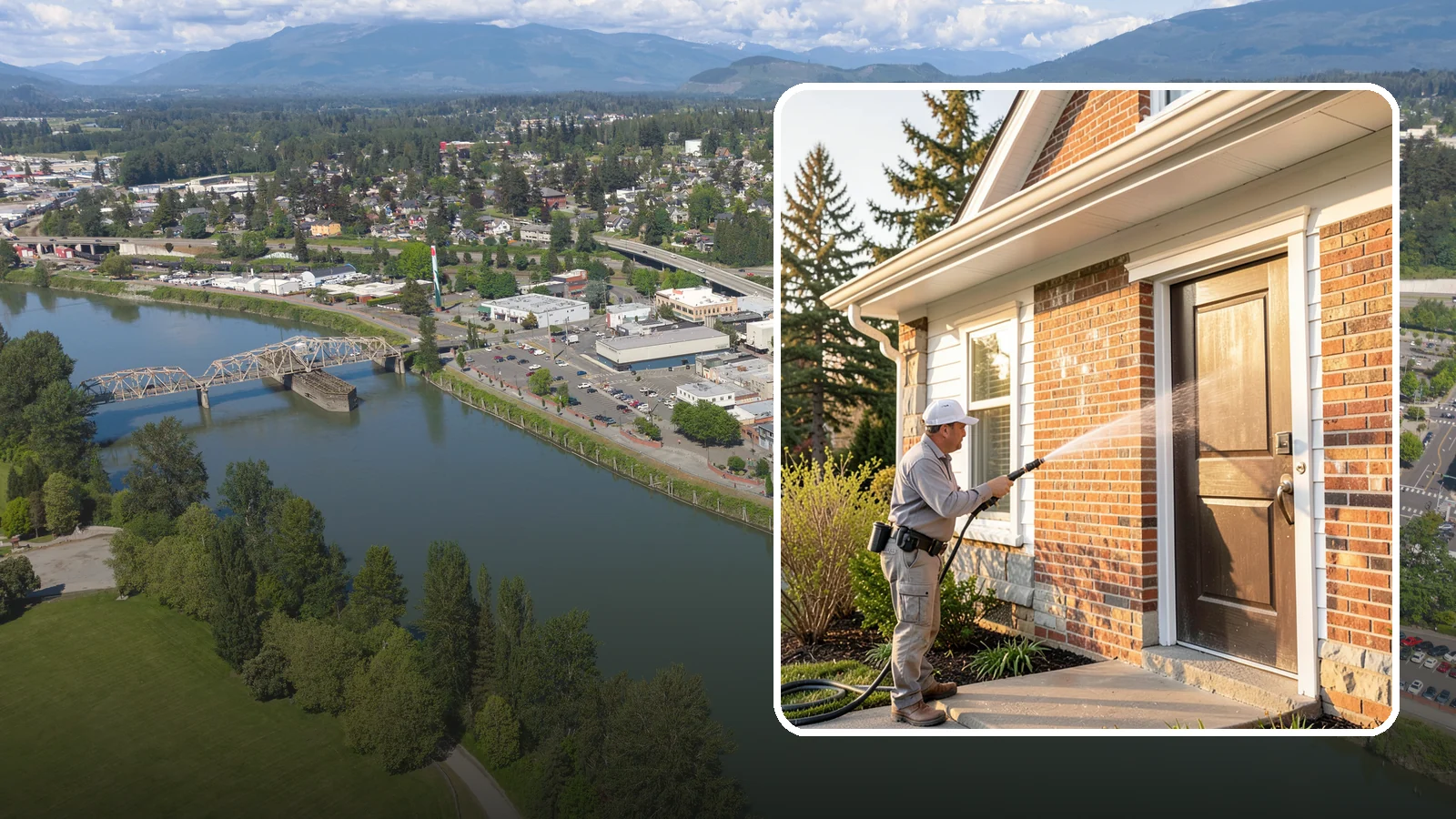 Church Exterior Cleaning in Mount Vernon, Skagit County, WA - Gentle, respectful exterior cleaning for churches that restores brick, stone, and stucco facades along with entry steps and...