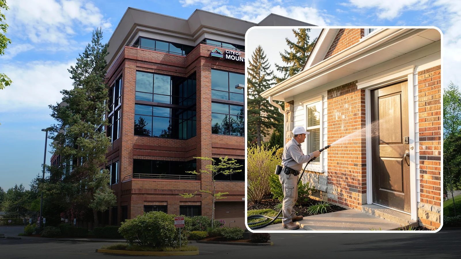 Church Exterior Cleaning in Mountlake Terrace, Snohomish County, WA - Gentle, respectful exterior cleaning for churches that restores brick, stone, and stucco facades along with entry steps and...