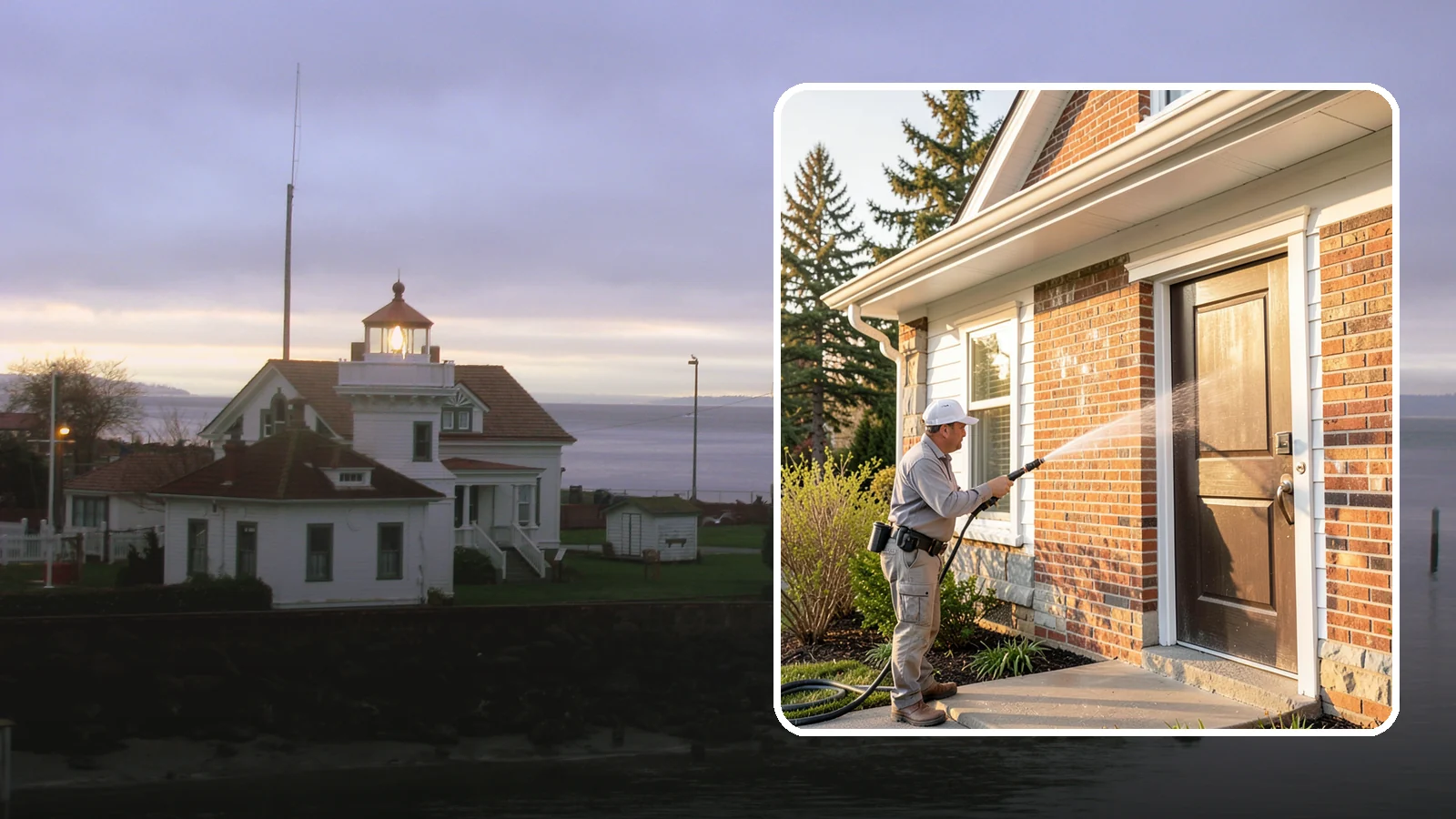 Church Exterior Cleaning in Mukilteo, Snohomish County, WA - Gentle, respectful exterior cleaning for churches that restores brick, stone, and stucco facades along with entry steps and...