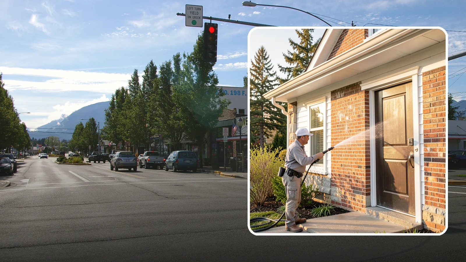 Church Exterior Cleaning in North Bend, King County, WA - Gentle, respectful exterior cleaning for churches that restores brick, stone, and stucco facades along with entry steps and...