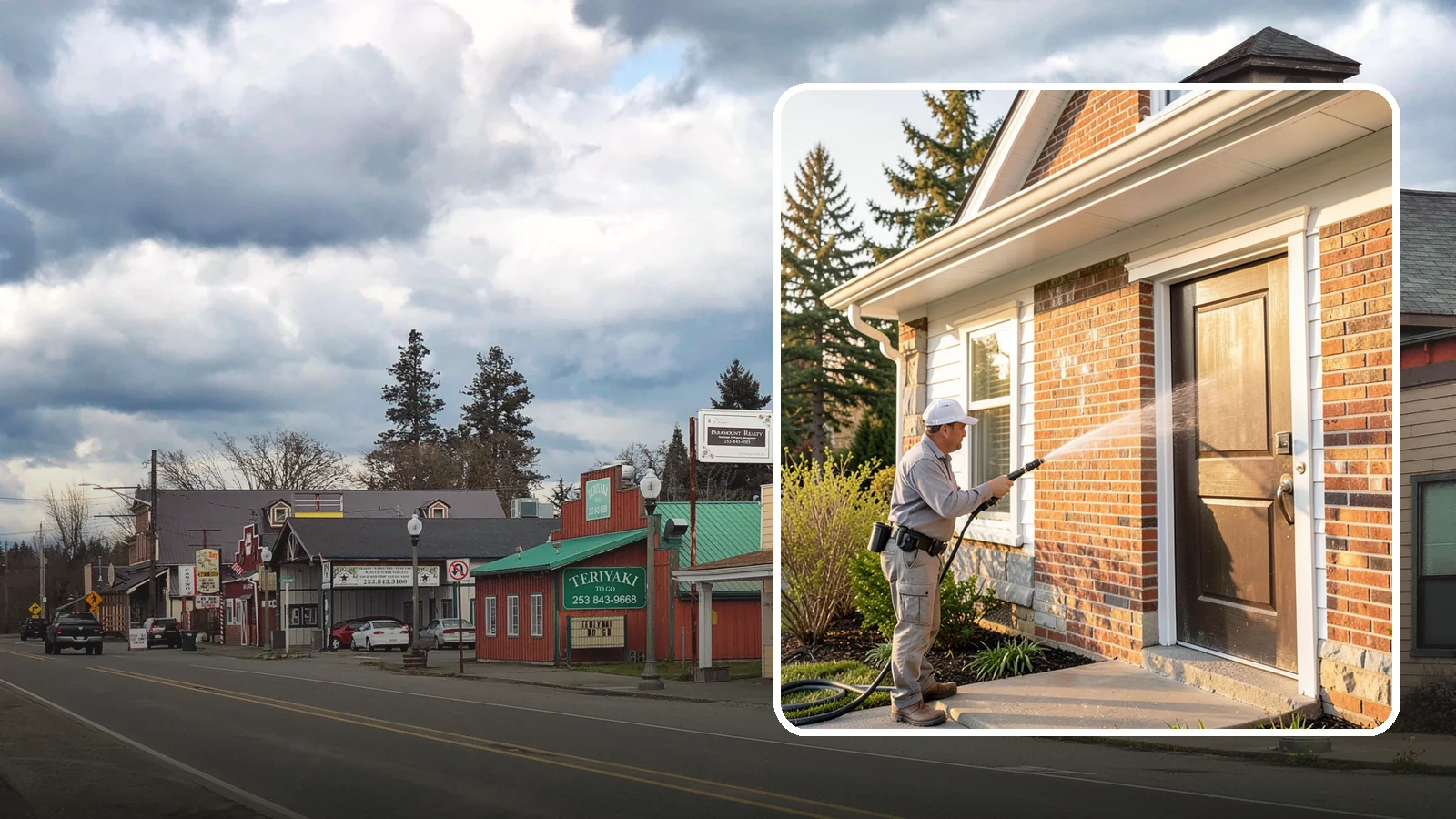 Church Exterior Cleaning in Roy, Pierce County, WA - Gentle, respectful exterior cleaning for churches that restores brick, stone, and stucco facades along with entry steps and...