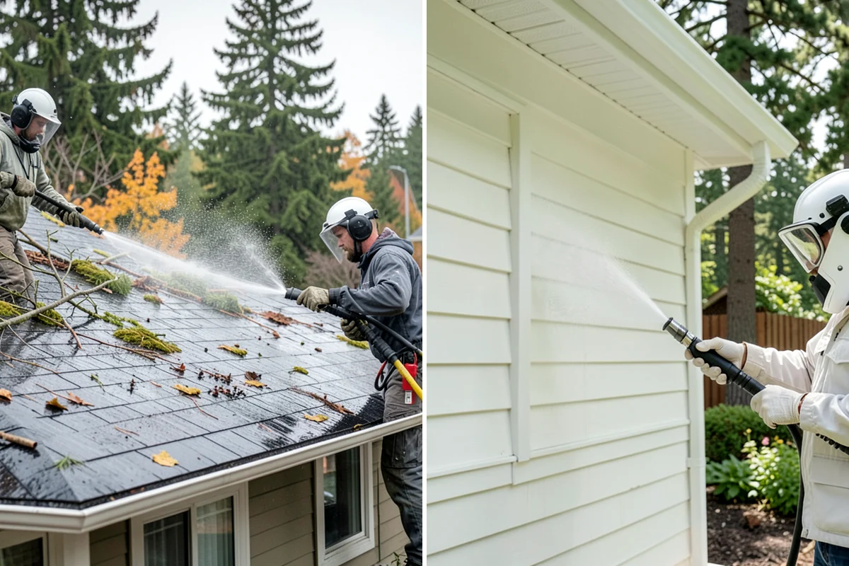 Church Exterior Cleaning in Shoreline, King County, WA - Assess masonry condition and test a discreet area first