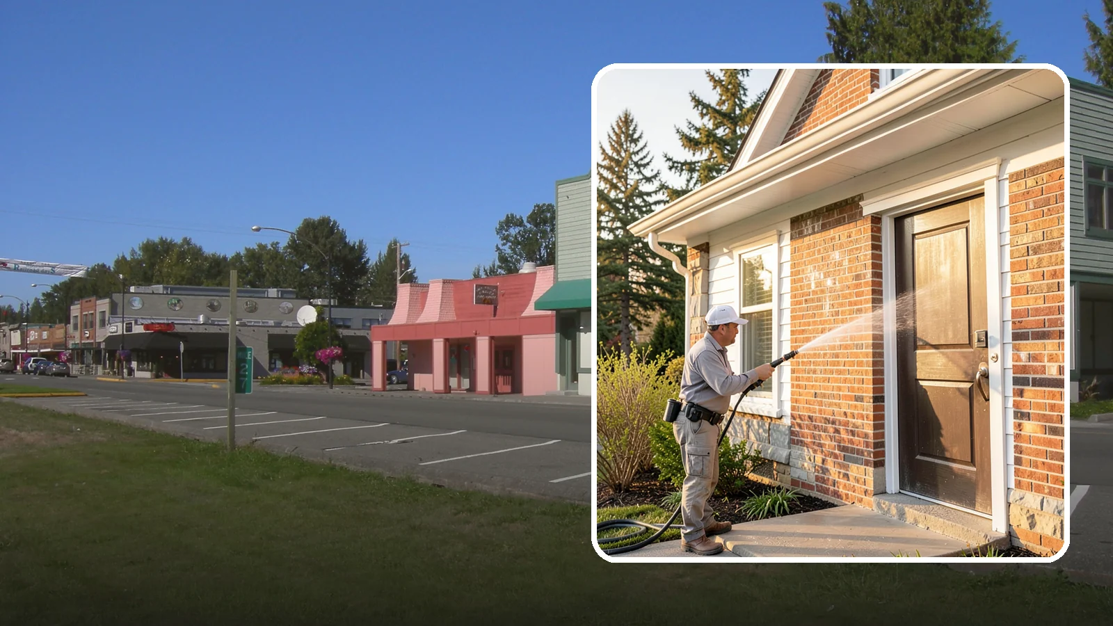 Church Exterior Cleaning in Snoqualmie, King County, WA - Gentle, respectful exterior cleaning for churches that restores brick, stone, and stucco facades along with entry steps and...