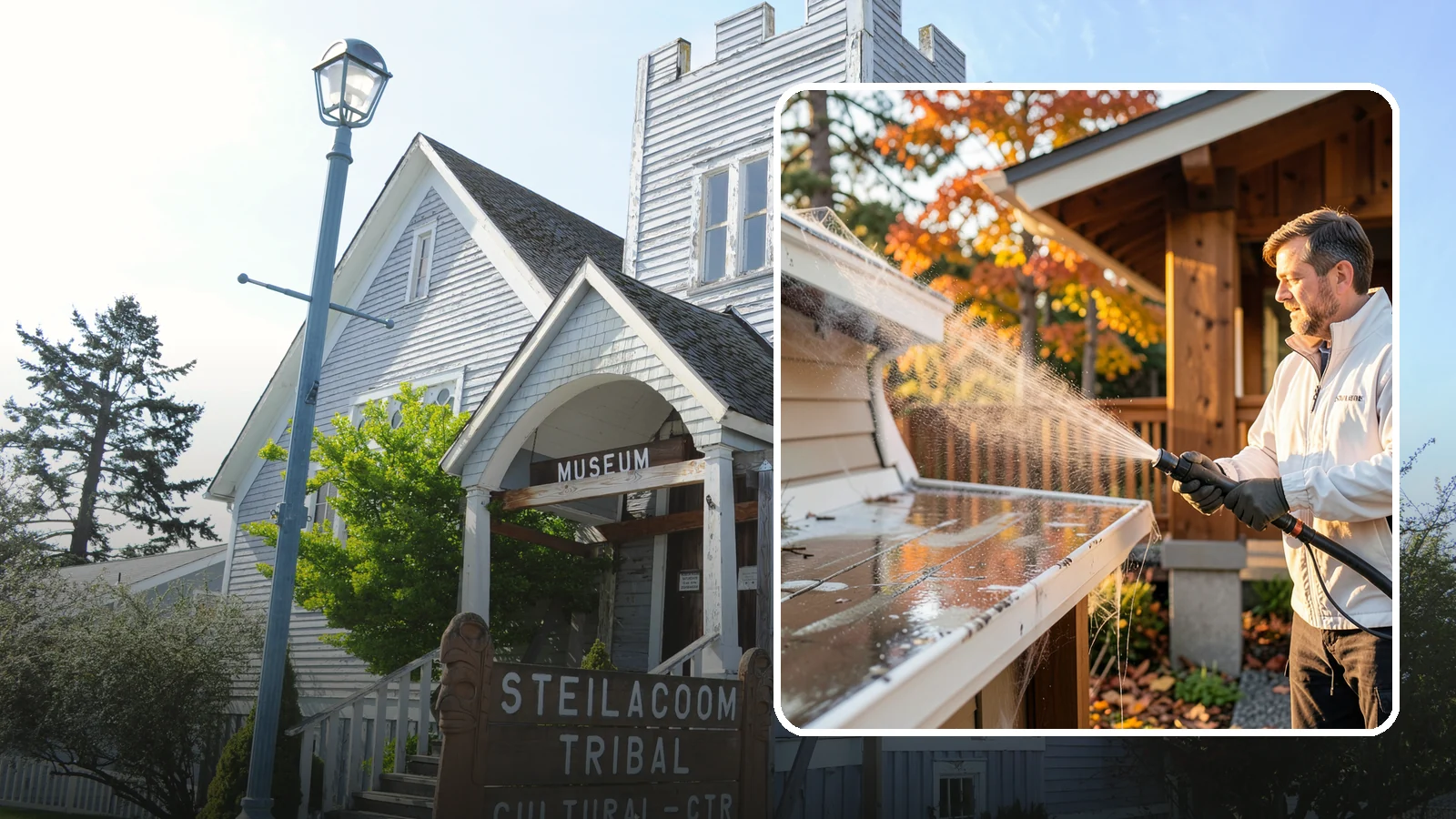 Cobweb Removal in Steilacoom, Pierce County, WA - Cobweb removal clears the webs, egg sacs, and spider debris that collect under eaves and around entryways in our mild, damp...