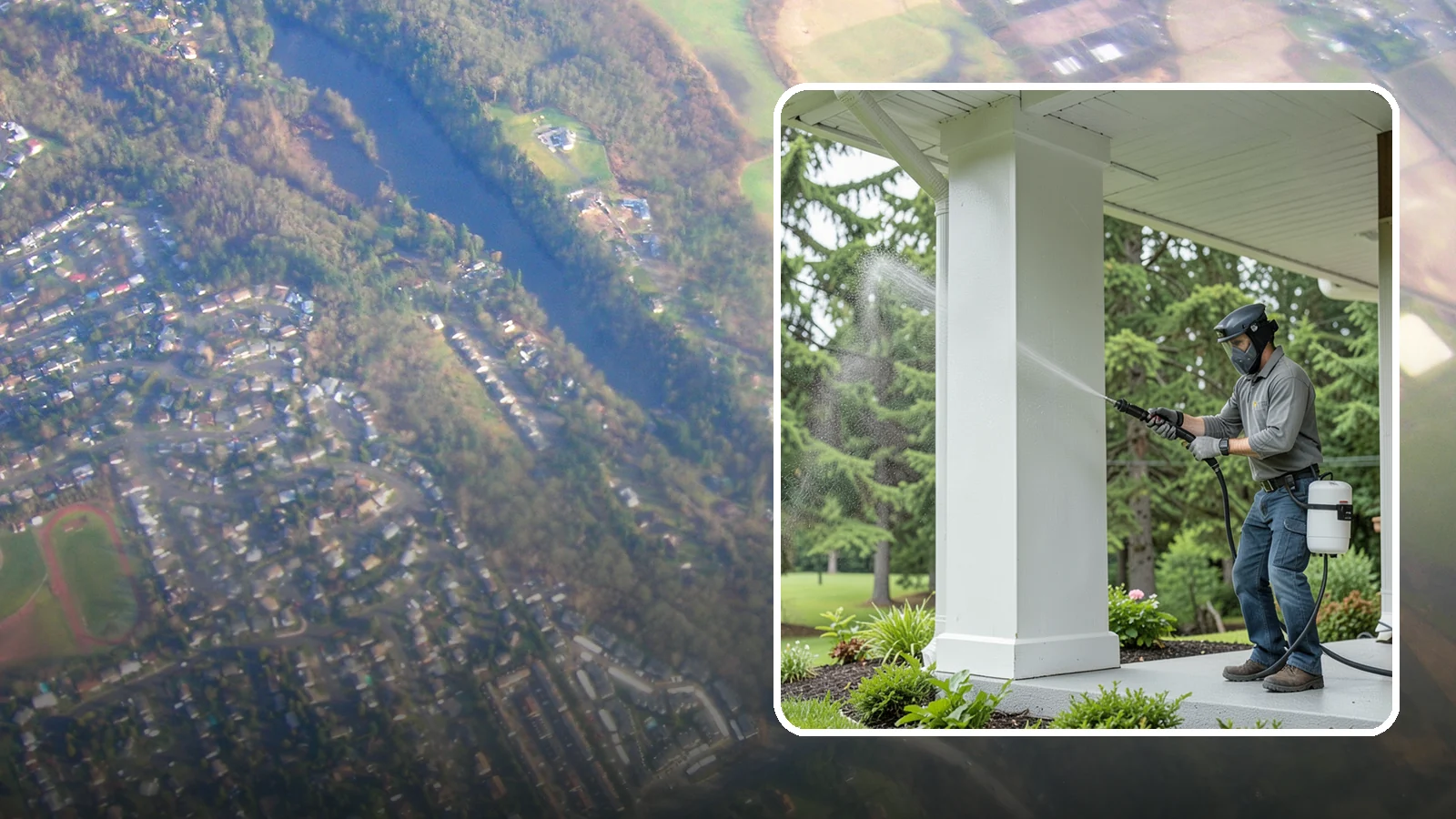 Column Cleaning in Algona, King County, WA - We soft wash exterior columns to remove the algae streaks and grime that climb their shaded, weather-exposed surfaces.