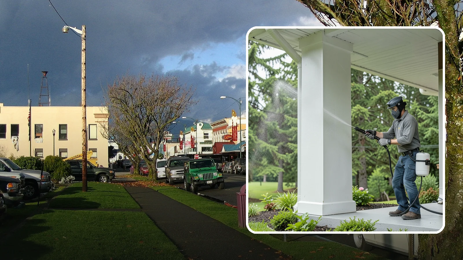 Column Cleaning in Arlington, Snohomish County, WA - We soft wash exterior columns to remove the algae streaks and grime that climb their shaded, weather-exposed surfaces.