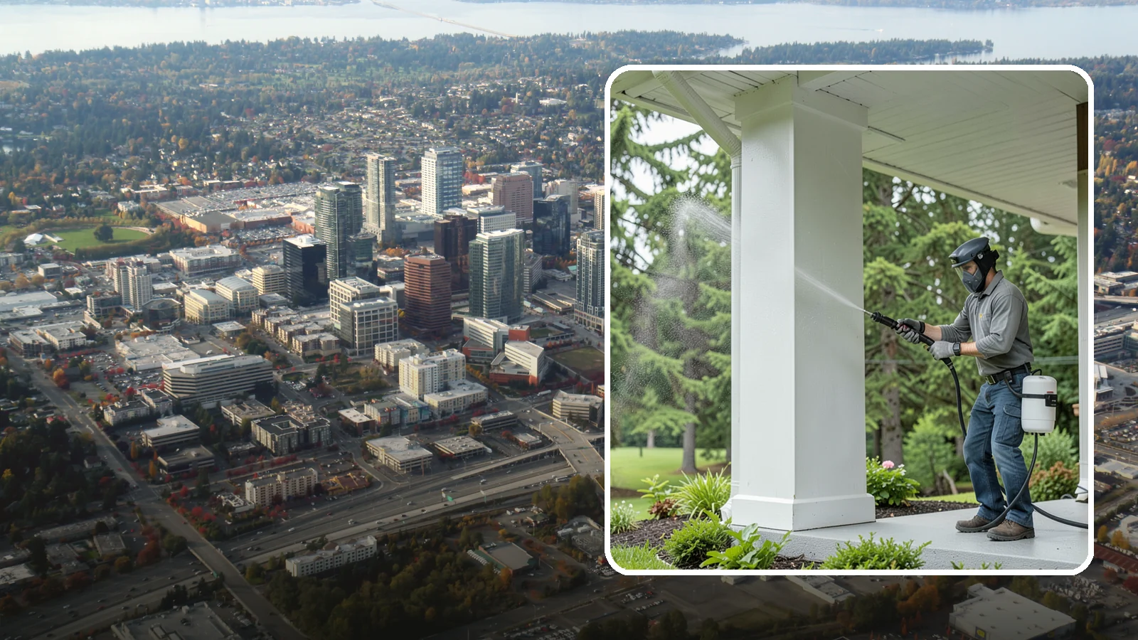 Column Cleaning in Bellevue, King County, WA - We soft wash exterior columns to remove the algae streaks and grime that climb their shaded, weather-exposed surfaces.