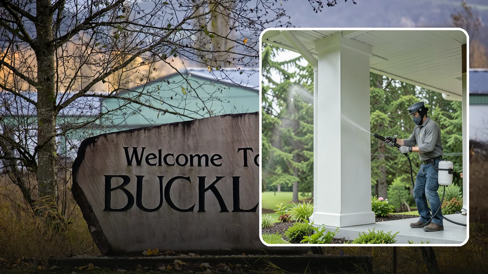 Column Cleaning in Buckley, Pierce County, WA - We soft wash exterior columns to remove the algae streaks and grime that climb their shaded, weather-exposed surfaces.