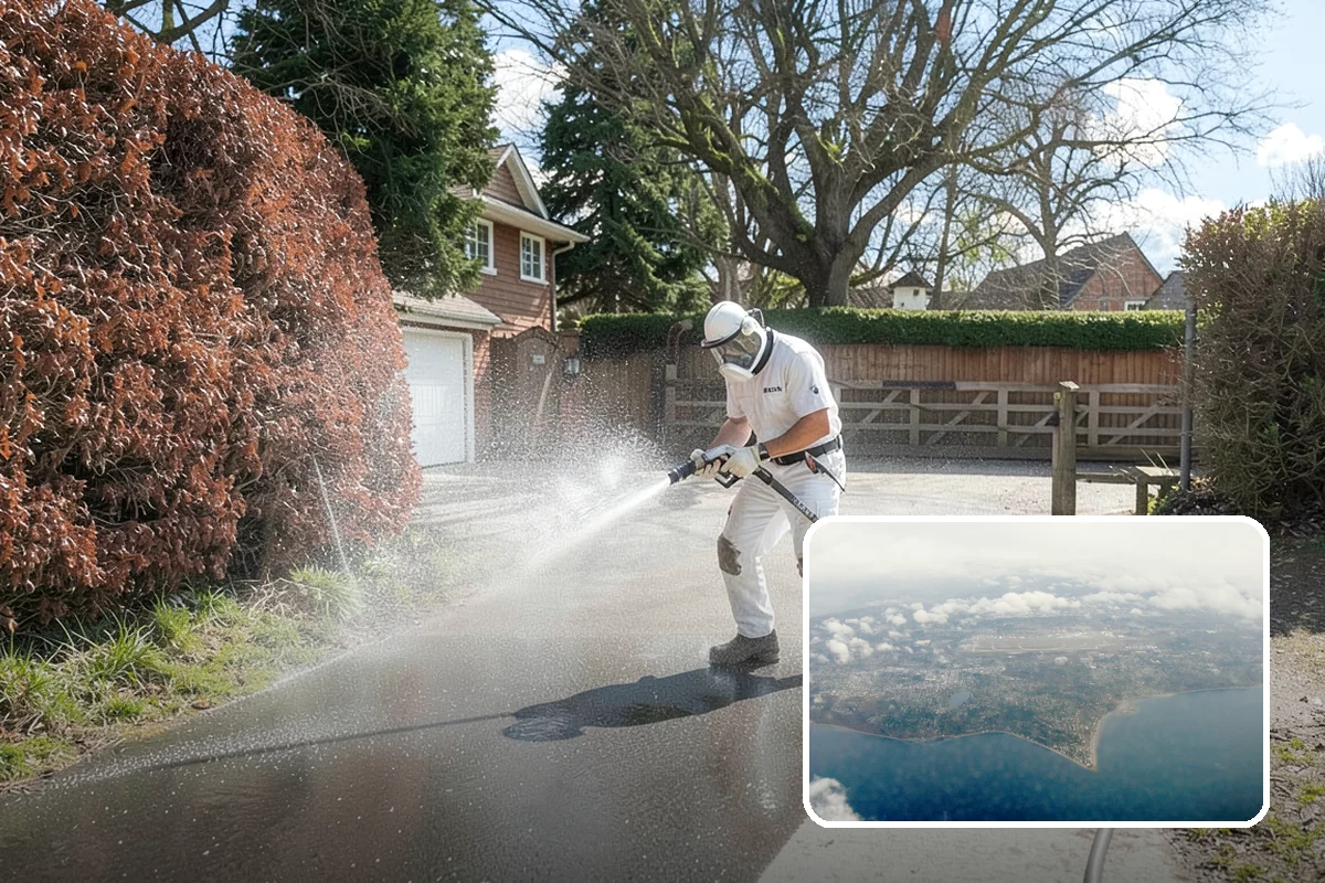 Column Cleaning in Burien, King County, WA - Removes vertical algae and rain streaking from column faces