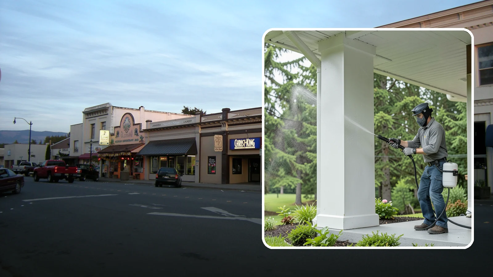 Column Cleaning in Burlington, Skagit County, WA - We soft wash exterior columns to remove the algae streaks and grime that climb their shaded, weather-exposed surfaces.