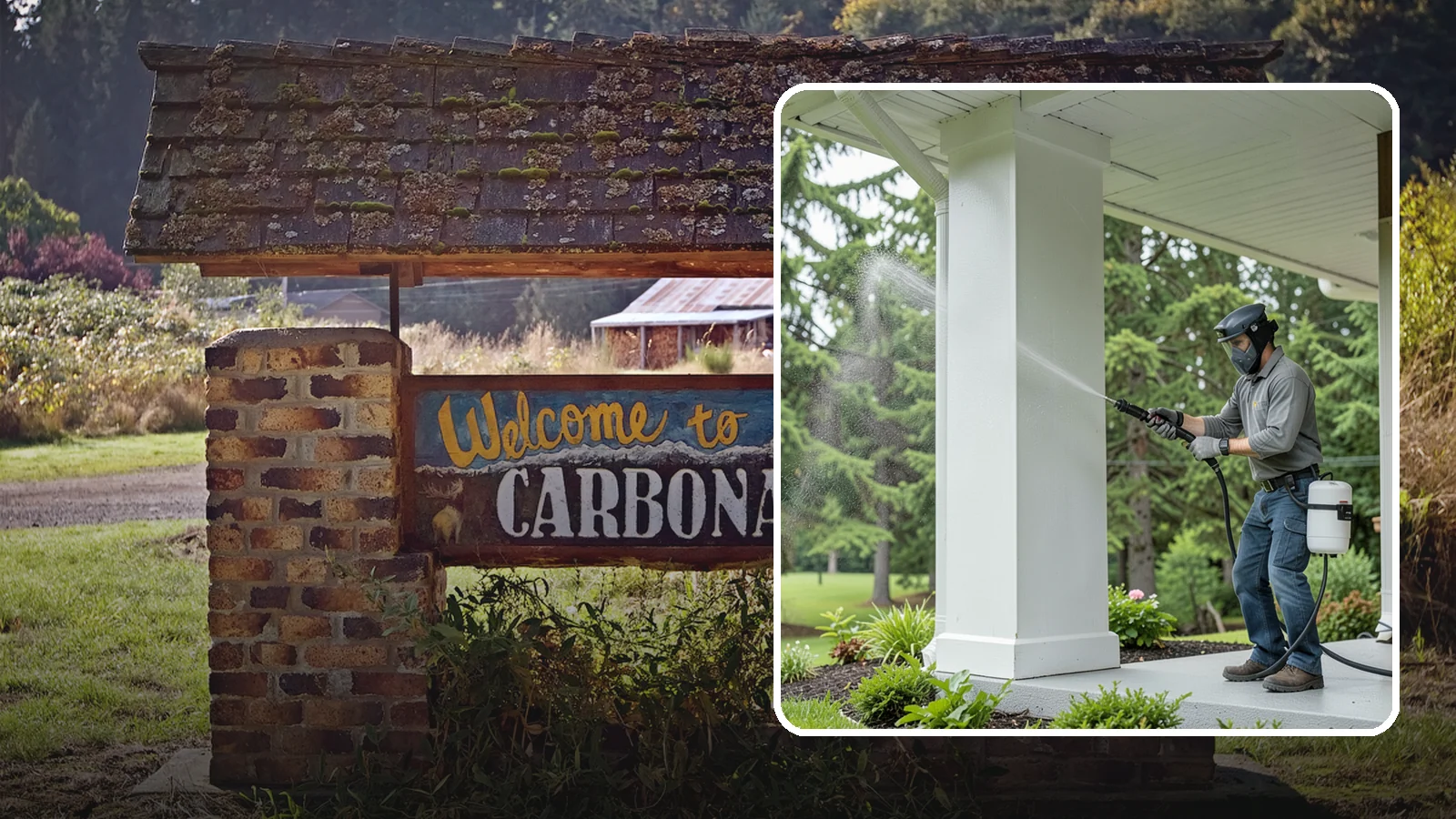 Column Cleaning in Carbonado, Pierce County, WA - We soft wash exterior columns to remove the algae streaks and grime that climb their shaded, weather-exposed surfaces.