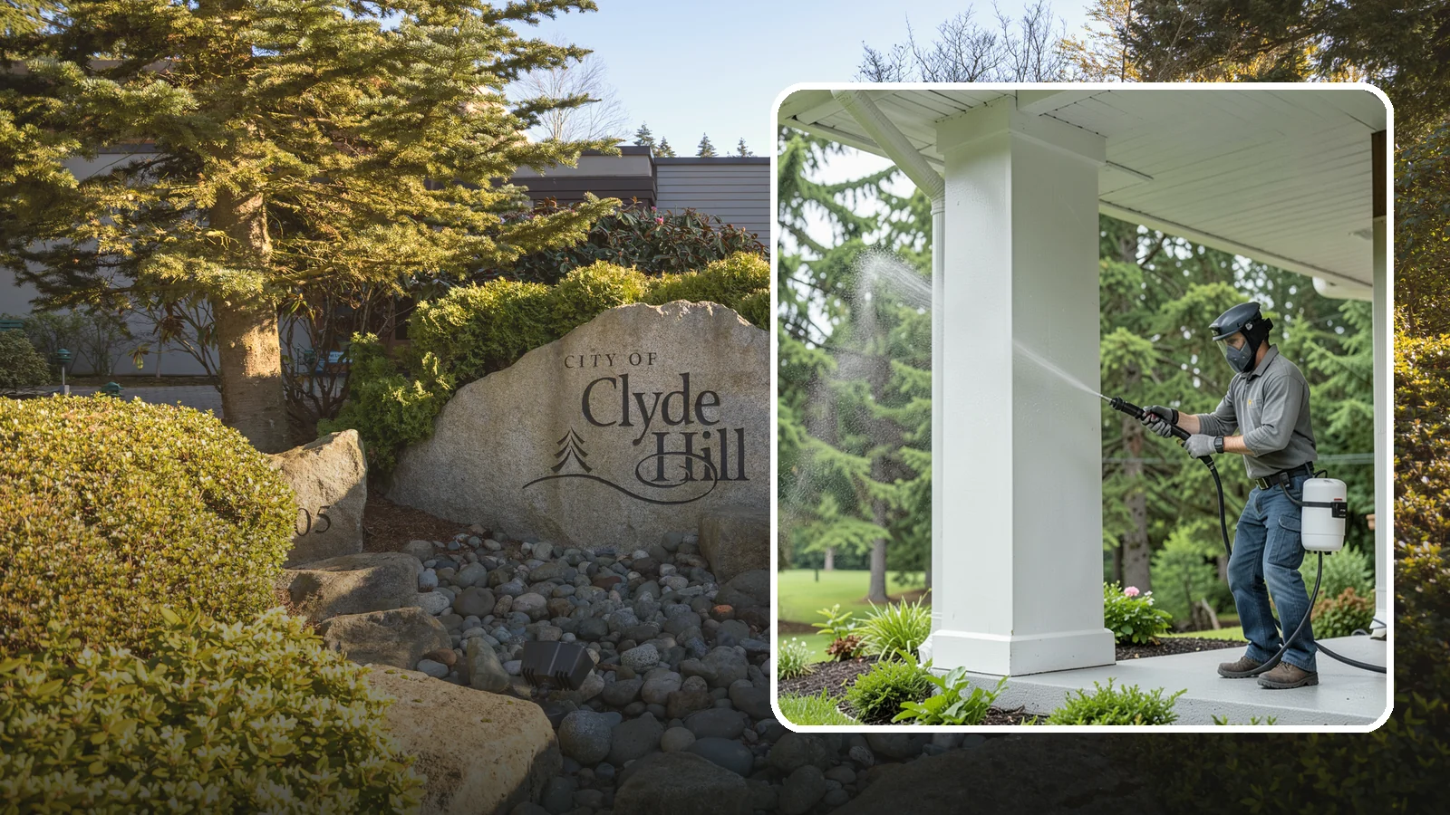 Column Cleaning in Clyde Hill, King County, WA - We soft wash exterior columns to remove the algae streaks and grime that climb their shaded, weather-exposed surfaces.