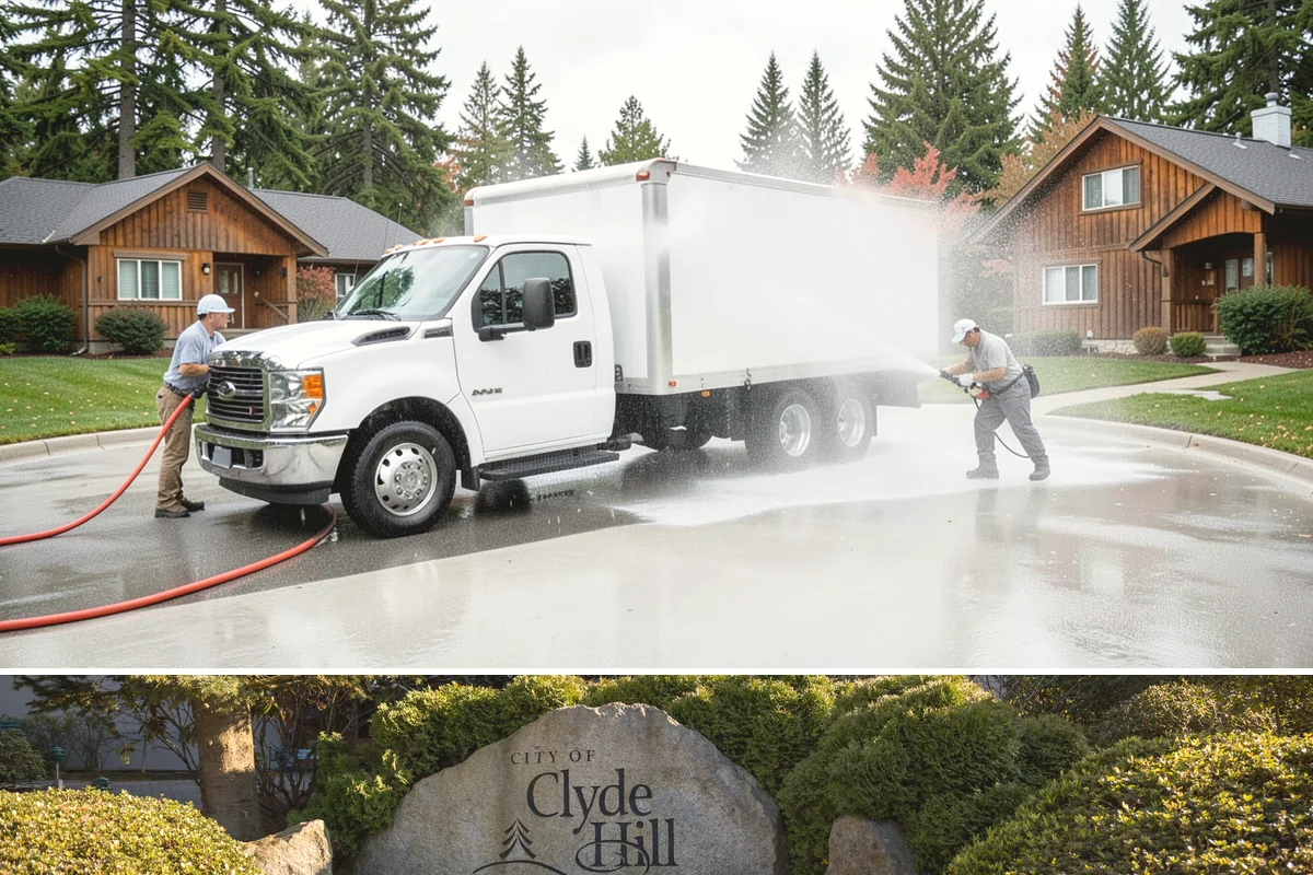Column Cleaning in Clyde Hill, King County, WA - Wash columns in spring to strip the algae streaks that develop through months of Northwest rain.