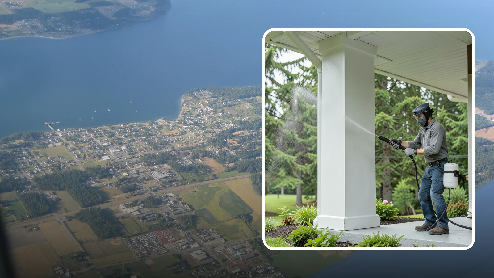 Column Cleaning in Coupeville, Island County, WA - We soft wash exterior columns to remove the algae streaks and grime that climb their shaded, weather-exposed surfaces.
