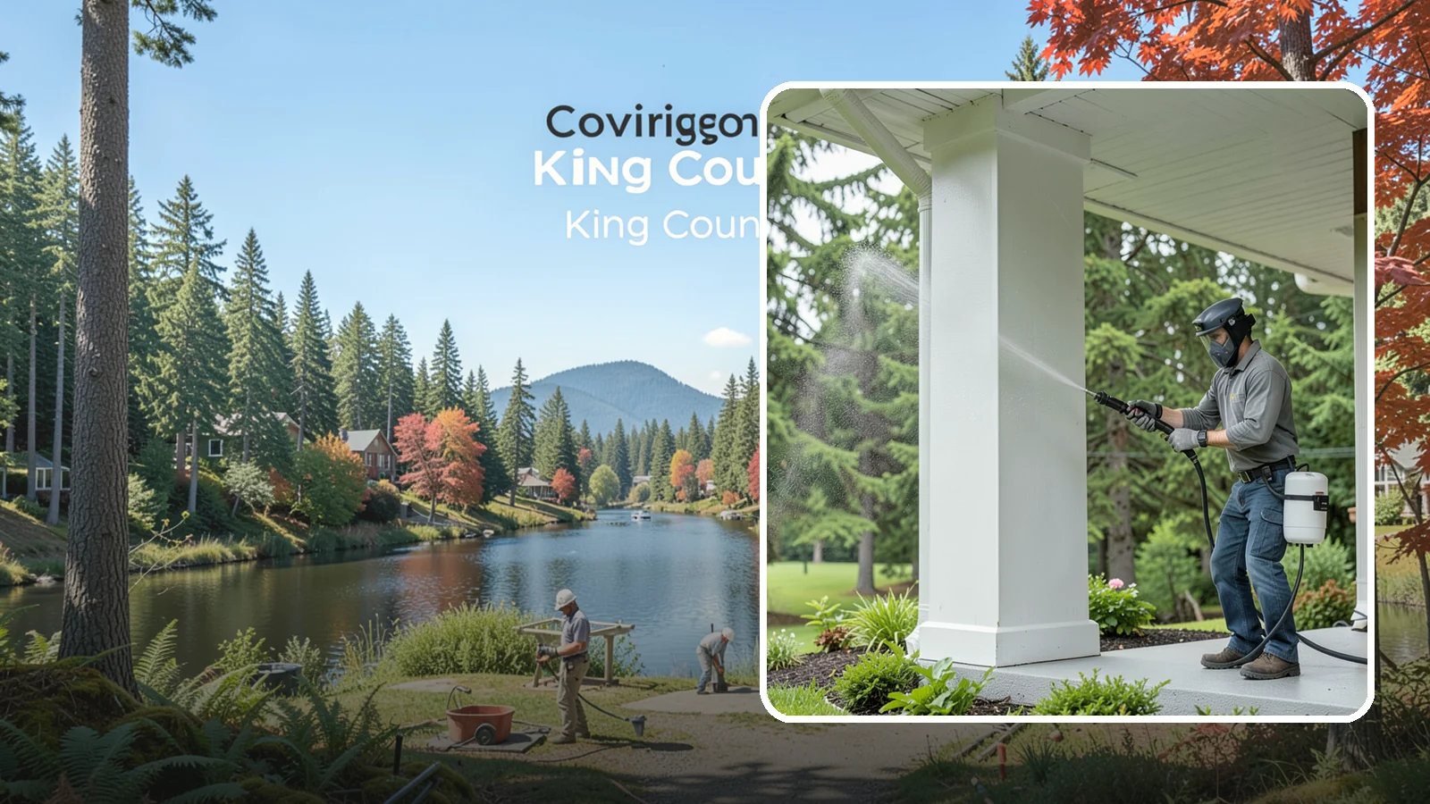 Column Cleaning in Covington, King County, WA - We soft wash exterior columns to remove the algae streaks and grime that climb their shaded, weather-exposed surfaces.