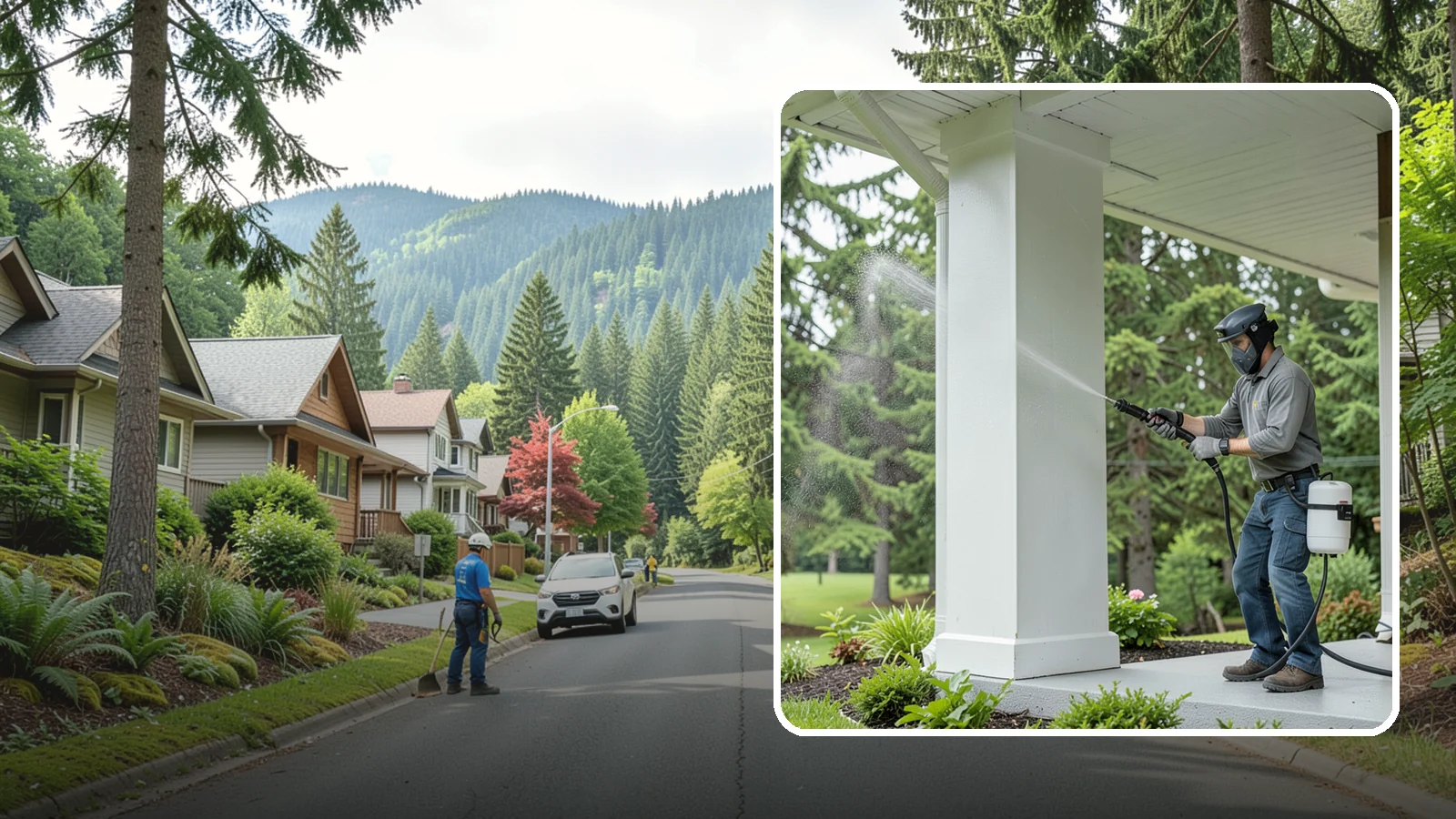 Column Cleaning in Darrington, Snohomish County, WA - We soft wash exterior columns to remove the algae streaks and grime that climb their shaded, weather-exposed surfaces.