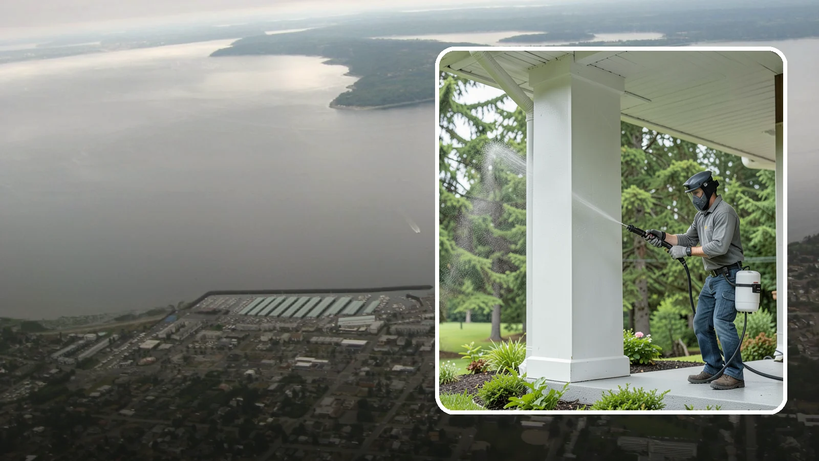 Column Cleaning in Des Moines, King County, WA - We soft wash exterior columns to remove the algae streaks and grime that climb their shaded, weather-exposed surfaces.
