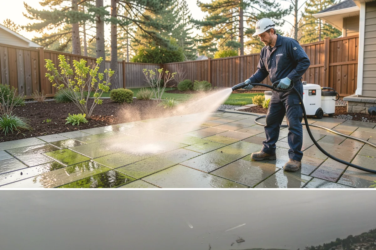 Column Cleaning in Des Moines, King County, WA - Wash columns in spring to strip the algae streaks that develop through months of Northwest rain.