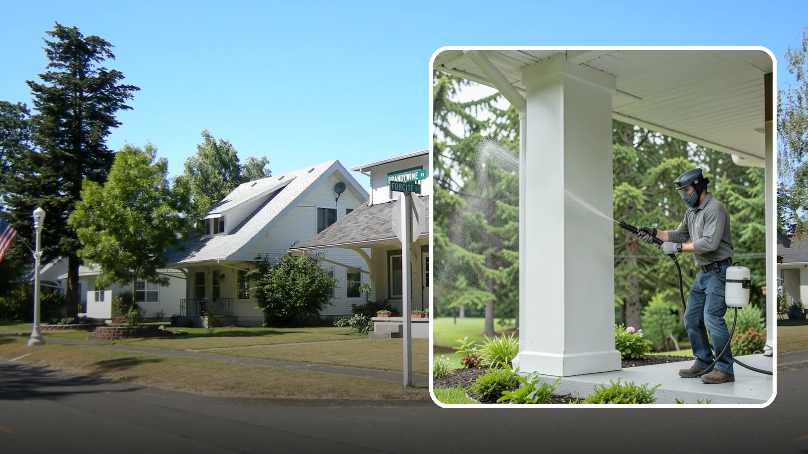 Column Cleaning in DuPont, Pierce County, WA - We soft wash exterior columns to remove the algae streaks and grime that climb their shaded, weather-exposed surfaces.