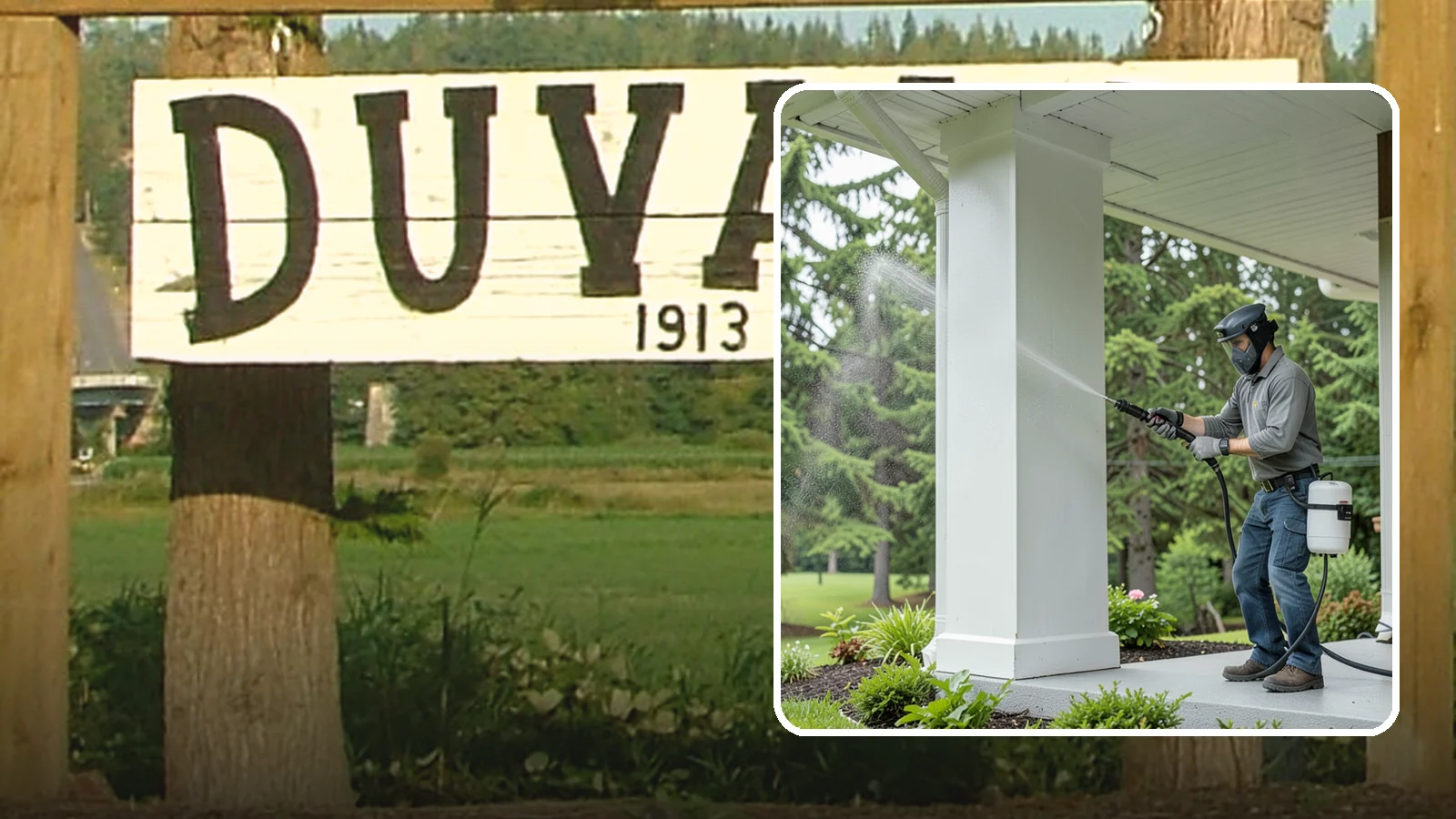 Column Cleaning in Duvall, King County, WA - We soft wash exterior columns to remove the algae streaks and grime that climb their shaded, weather-exposed surfaces.