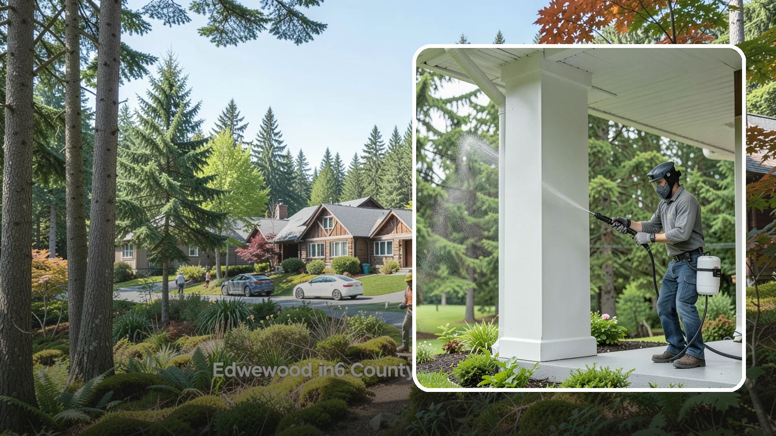 Column Cleaning in Edgewood, Pierce County, WA - We soft wash exterior columns to remove the algae streaks and grime that climb their shaded, weather-exposed surfaces.
