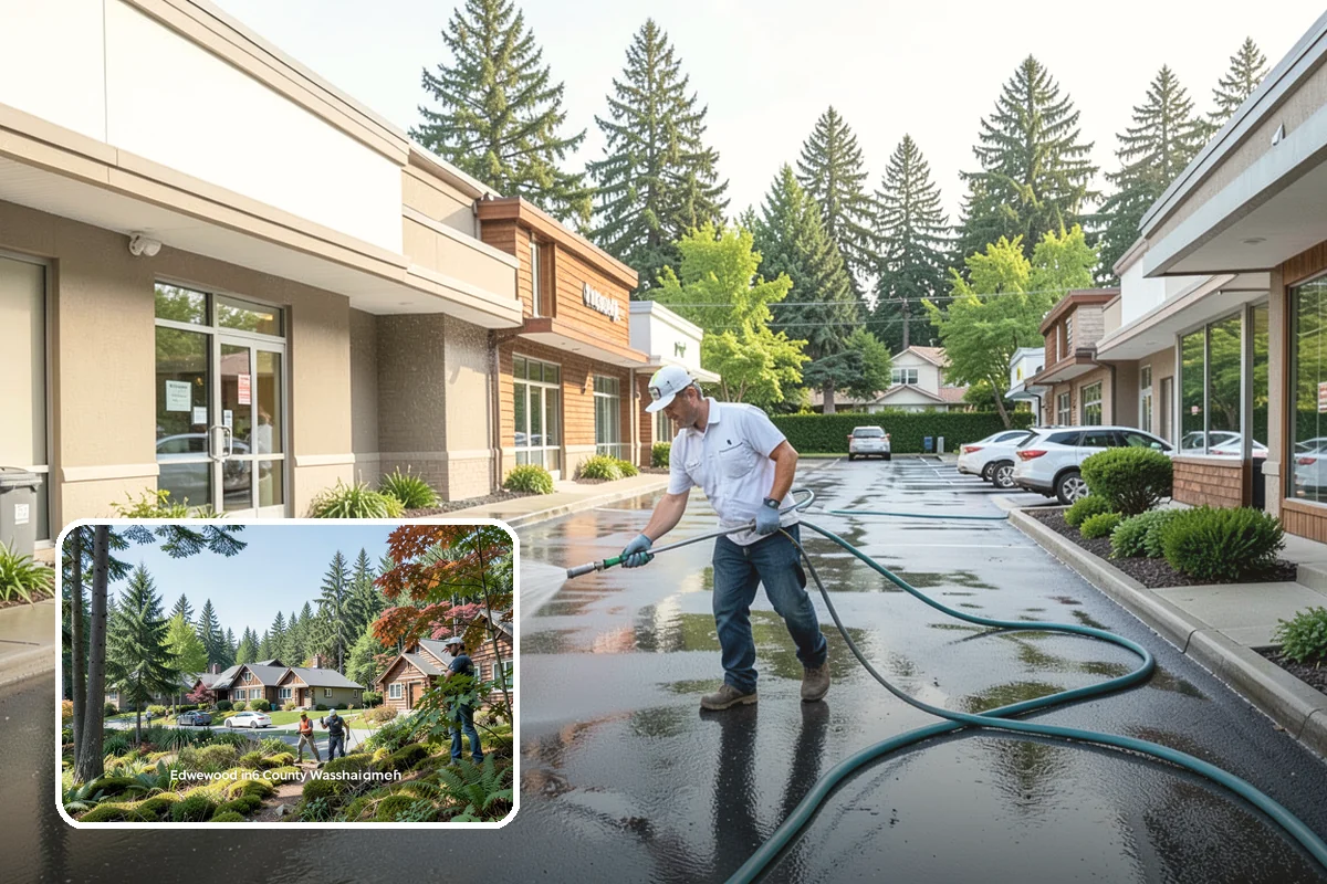 Column Cleaning in Edgewood, Pierce County, WA - Removes vertical algae and rain streaking from column faces