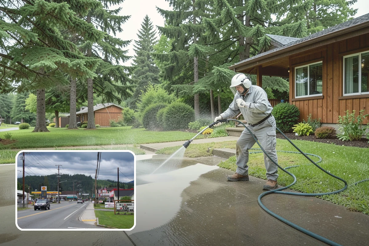 Column Cleaning in Granite Falls, Snohomish County, WA - Removes vertical algae and rain streaking from column faces