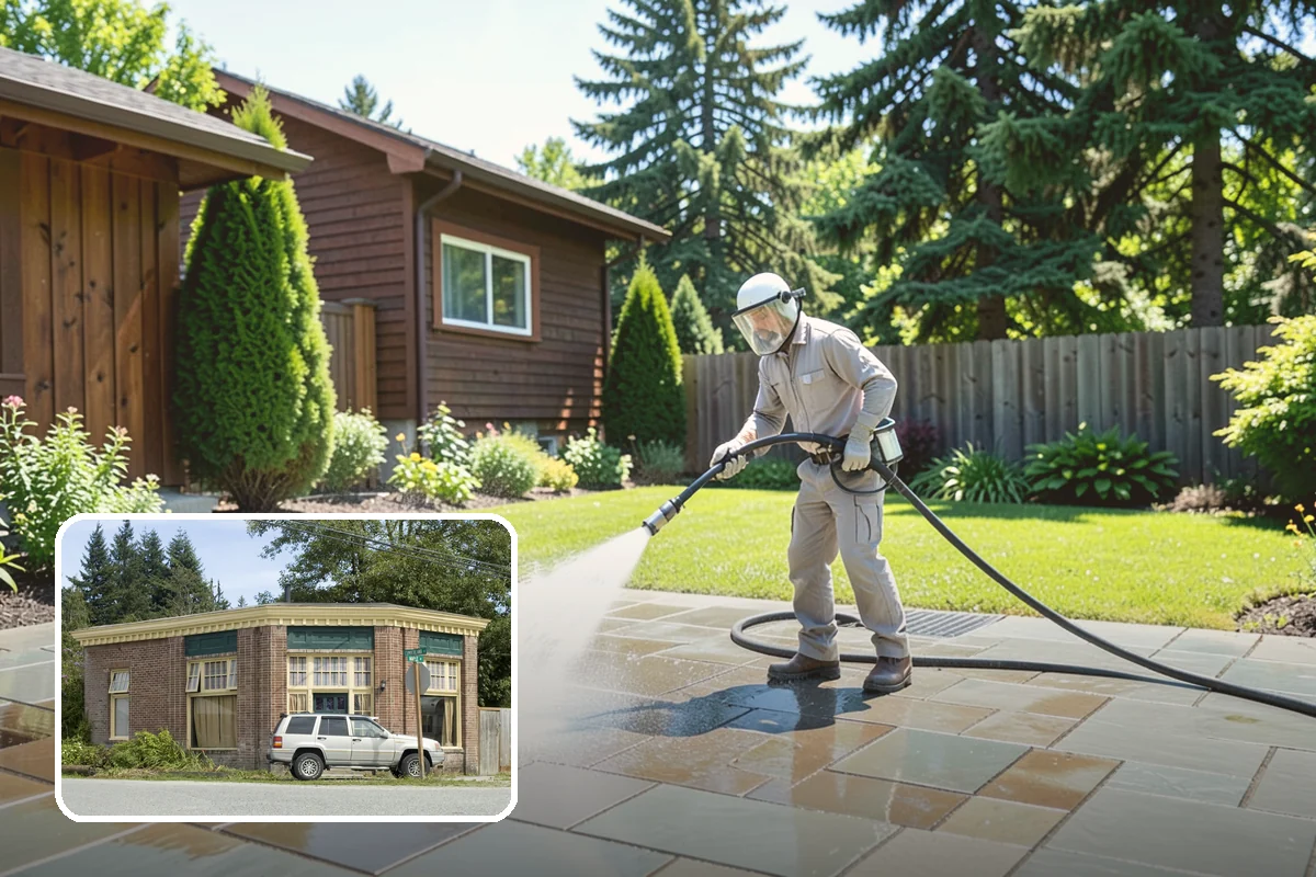 Column Cleaning in Hamilton, Skagit County, WA - Removes vertical algae and rain streaking from column faces
