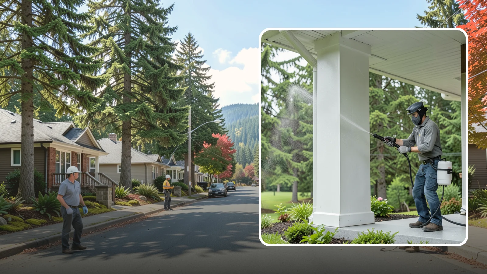 Column Cleaning in Hunts Point, King County, WA - We soft wash exterior columns to remove the algae streaks and grime that climb their shaded, weather-exposed surfaces.