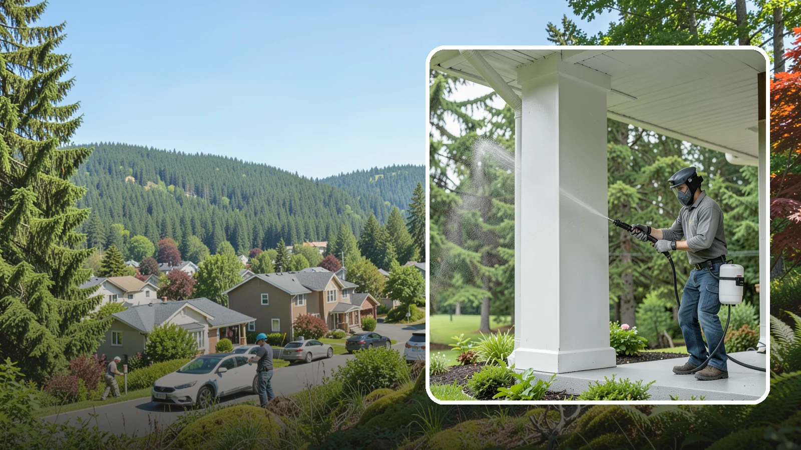 Column Cleaning in Index, Snohomish County, WA - We soft wash exterior columns to remove the algae streaks and grime that climb their shaded, weather-exposed surfaces.