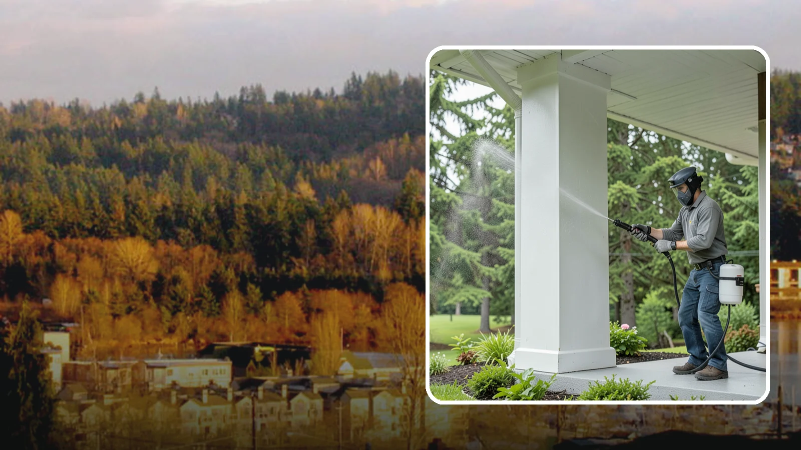 Column Cleaning in Kenmore, King County, WA - We soft wash exterior columns to remove the algae streaks and grime that climb their shaded, weather-exposed surfaces.