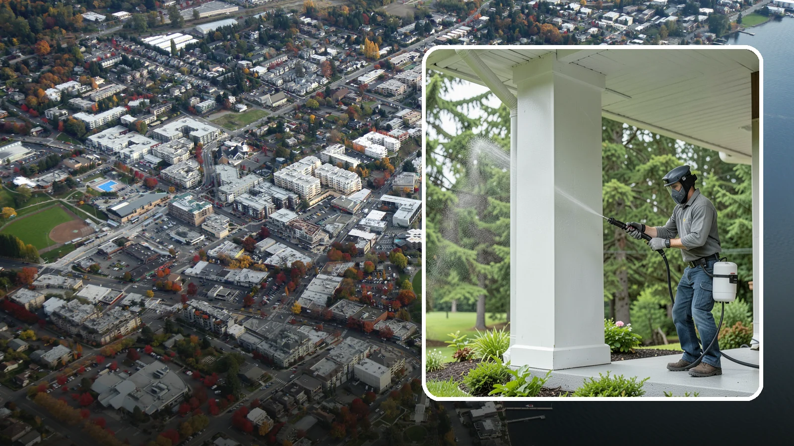 Column Cleaning in Kirkland, King County, WA - We soft wash exterior columns to remove the algae streaks and grime that climb their shaded, weather-exposed surfaces.