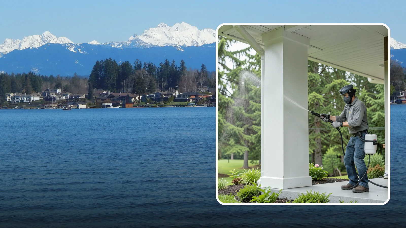 Column Cleaning in Lake Stevens, Snohomish County, WA - We soft wash exterior columns to remove the algae streaks and grime that climb their shaded, weather-exposed surfaces.